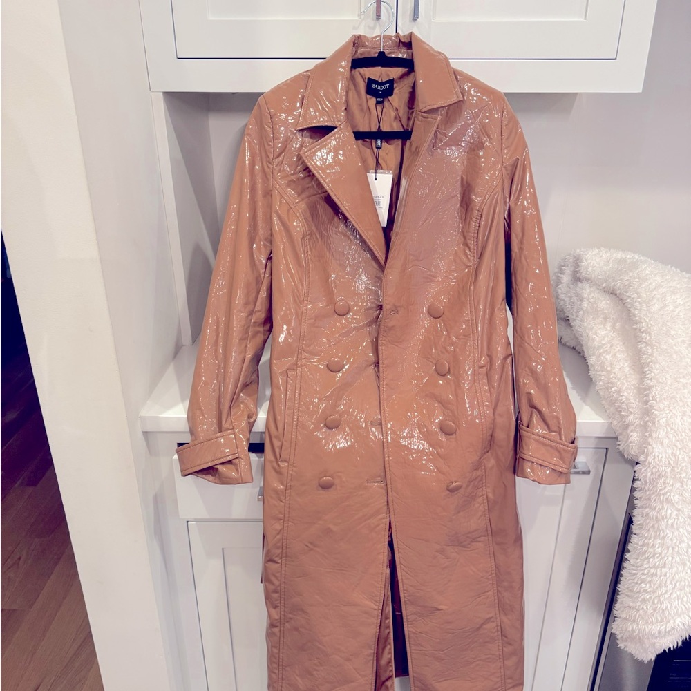 NWT Bardot high shine trench coat size medium retail $210